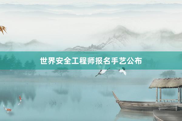 世界安全工程师报名手艺公布